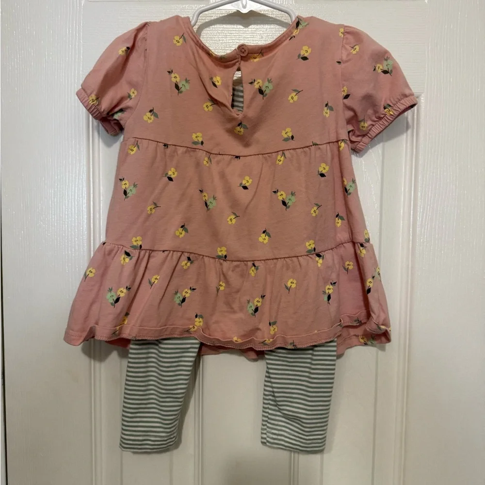 Baby & Toddler Girl Carter's 2-Piece Floral Tiered Top & Legging Set 4T